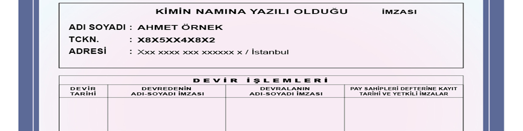 devir tablosu örnek