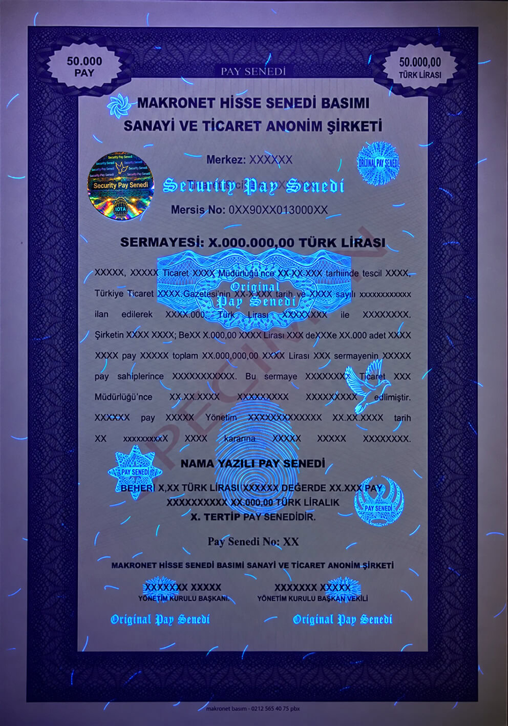 hisse senedi ornek hologramli uv baskili hisse senedi örnek hologramlı uv fligranlı